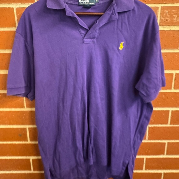Polo Ralph Lauren Men’s Purple Polo Shirt Size M Yellow Logo - Picture 1 of 3